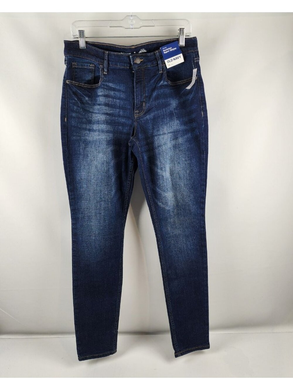 Old Navy Jeans Women 12 Long Blue Rockstar Super Skinny Mid Rise 32x31 Denim NWT